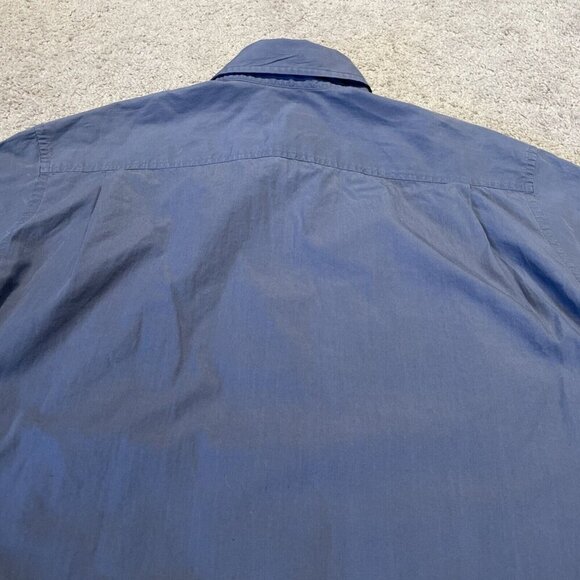 Vintage 80s DKNY Button Up Shirt Men's M Blue Short Sleeve 100% Cotton Pockets - Picture 7 of 10